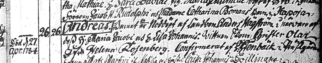 Andreas Jacobsson Døbt i Alaharma kirke
